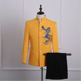 Men's Yellow Dragon Embroidery Pattern Chinese tunic suit