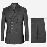 Men Suits Slim Fit New Fashion Suit Double Breasted Peak