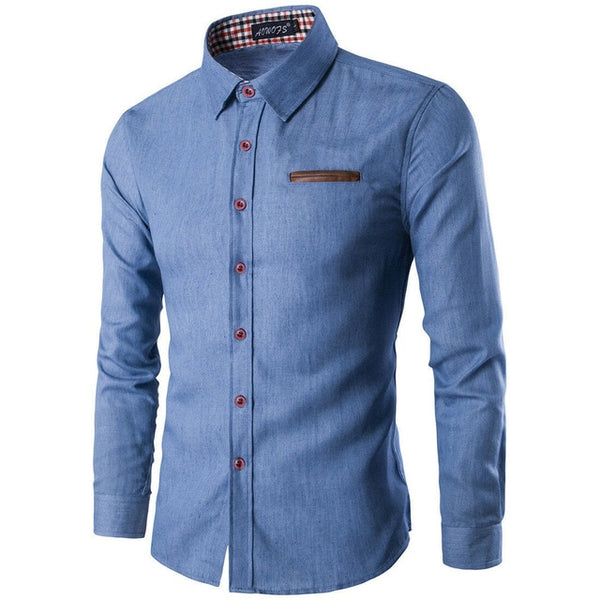 Men's Slim Fit Stylish Wash Denim Long Sleeves Jeans Shirts