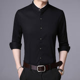 Fashion Brand Shirt Men Mandarin Collar Long Sleeve