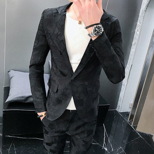 Men's Jacquard Slim Business Banquet High-grade Suits