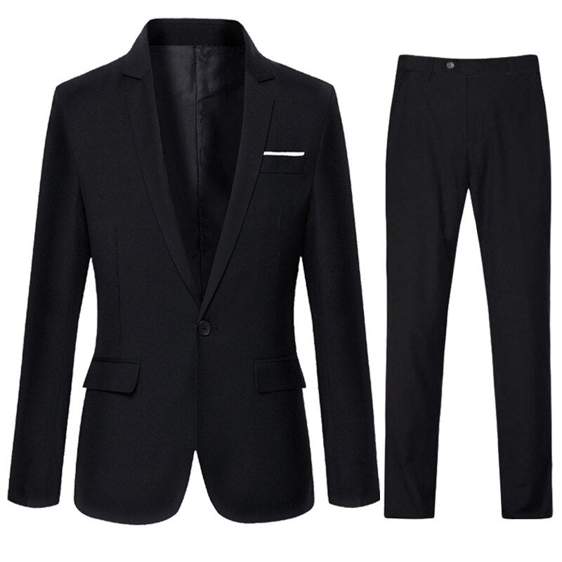 Black Suit Pants Set Men's Going to Work Wear Suit Marriage Formal Dress