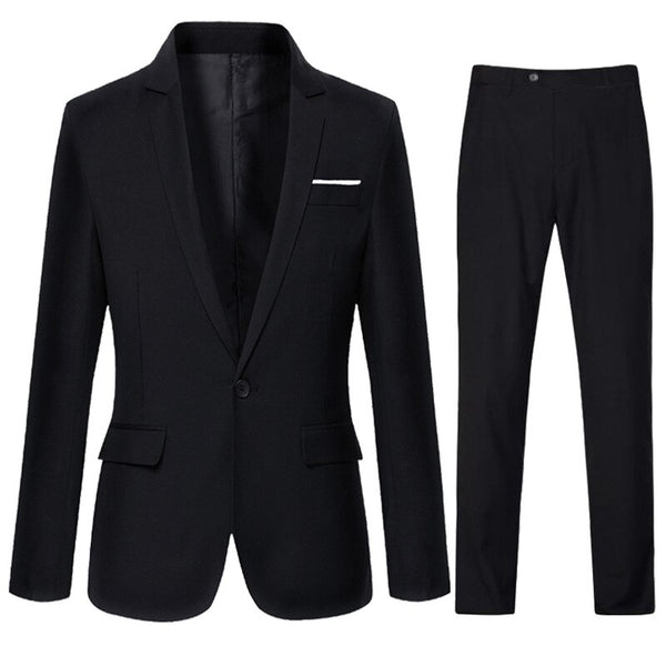 Black Suit Pants Set Men's Going to Work Wear Suit Marriage Formal Dre ...
