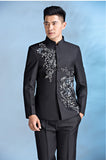 Chinese tunic suit men's stand collar men's flower clothing slim