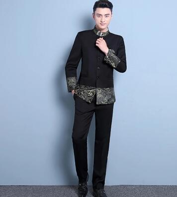 Style Men's Wedding Groom Wear Tang Suit Black