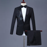 Men's Black Suit Slim Fit 2-Piece Single Breasted Blazer & Flat Front Pants