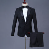 Men's Black Suit Slim Fit 2-Piece Single Breasted Blazer & Flat Front Pants