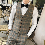 Stylish Plaid Slim Fit Suit-Men's Business Casual Suit 3 Pieces