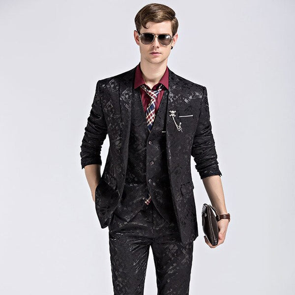 Luxury Fashion Men's Suit Shine Pattern