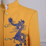 Men's Yellow Dragon Embroidery Pattern Chinese tunic suit