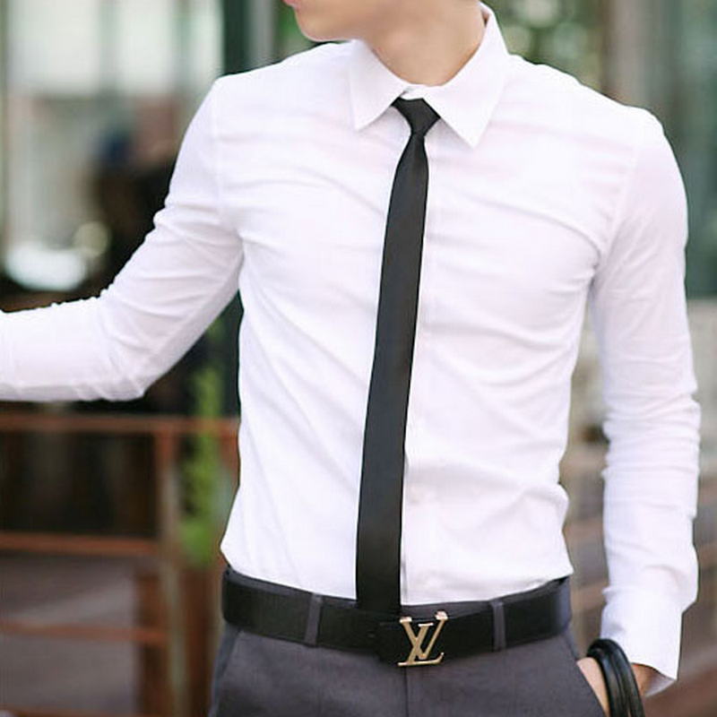 Office Men's Shirt High Quality Solid Color Long Sleeves Shirts