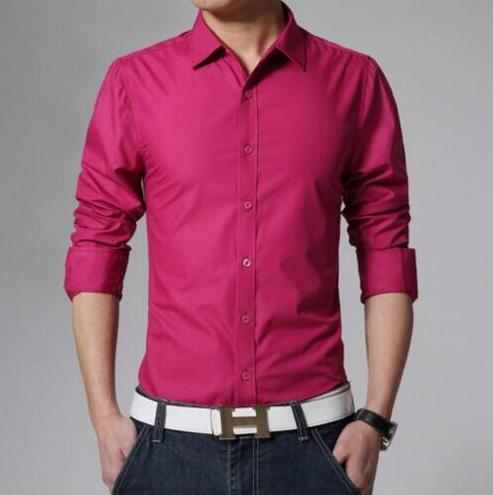 Office Men's Shirt High Quality Solid Color Long Sleeves Shirts