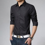 Office Men's Shirt High Quality Solid Color Long Sleeves Shirts