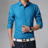 Office Men's Shirt High Quality Solid Color Long Sleeves Shirts