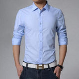 Office Men's Shirt High Quality Solid Color Long Sleeves Shirts