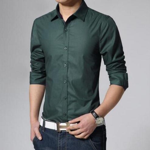 Office Men's Shirt High Quality Solid Color Long Sleeves Shirts