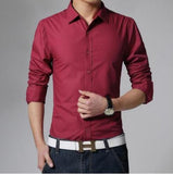 Office Men's Shirt High Quality Solid Color Long Sleeves Shirts