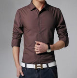 Office Men's Shirt High Quality Solid Color Long Sleeves Shirts