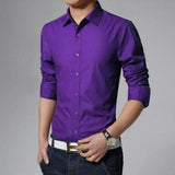 Office Men's Shirt High Quality Solid Color Long Sleeves Shirts